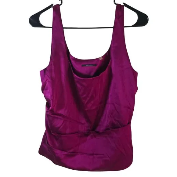 Elie Tahari Office Siren Silk Blend Tank Top Blouse S Magenta Purple Draped - Picture 1 of 13